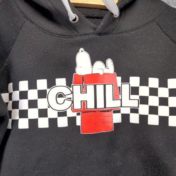 Wear Code Snoopy Chill Check Trim Cropped Hoodie Sweatshirt Womens Large Black - Picture 4 of 12